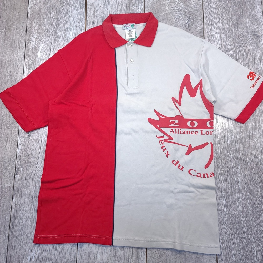 Canada Games Polo Shirt Mens Medium Red Gray 2001 Alliance London 3M Volunteer